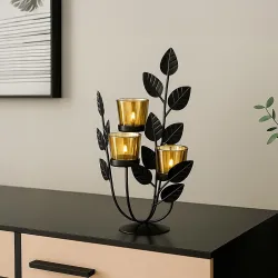 MARKET Light Holder Leaf Shape Black 
