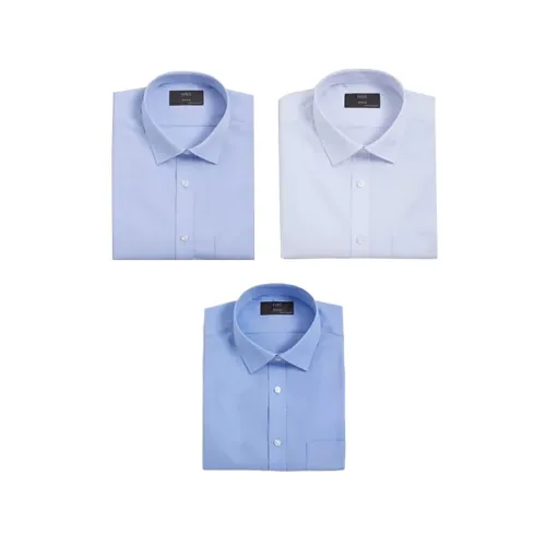 Image of Marks & Spencer 3pk Regular Fit Short Sleeve Shirts