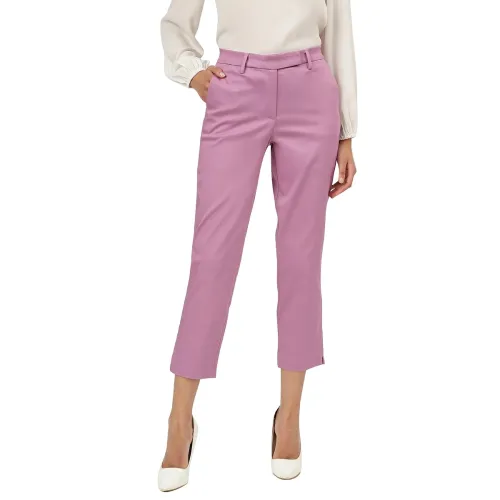 Image of Marks & Spencer Womens Solid Mid Rise Slim Fit Trouser