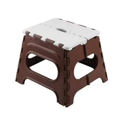 MARKWELL 12 Inches Super Strong Folding Step Stool for Adults and Kids, Kitchen Stepping Stools, Garden Step Stool Kitchen Stool (Brown and Ivory)