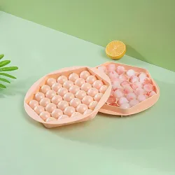 MARKWELL 37-Grid Hexagon Ice Cube Tray – Flexible, Reusable Plastic Mold for Cocktails, Whiskey, and More Pack of 2(Multicolor)