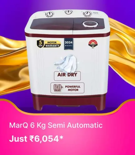 Image of MarQ 6 kg Washing Machine @ ₹6054 on Flipkart big Billion Days Sale