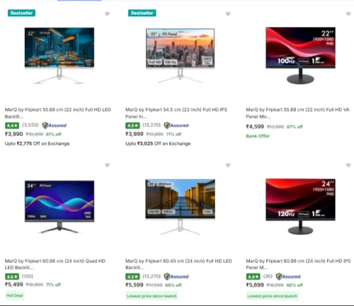 Image of Marq By Flipkart Monitors Starting at ₹3990