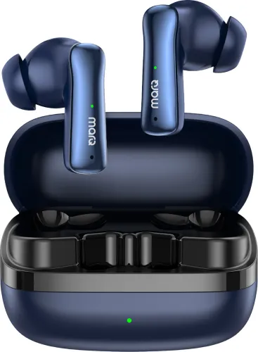 Image of MarQ by Flipkart Rhythm Q0824 30 Hours Playtime Type C Fast Charging Bluetooth Dual Mic ENC Bluetooth Headset (Blue, Tru