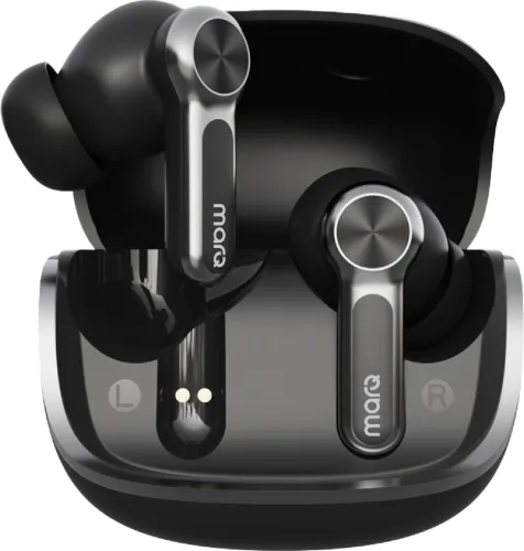 Image of MarQ by Flipkart Rhythm Q1324 45 Hours Playtime Type C Fast Charging Bluetooth Quad Mic ENC Bluetooth Headset (Black, Tr