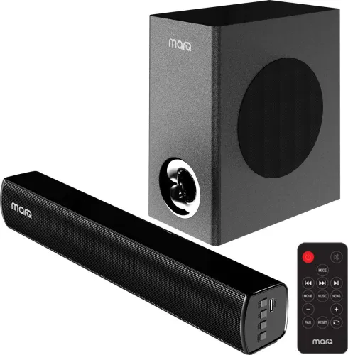 Image of MarQ by Flipkart Thunder 60, 60 Watts, 2.1 Channel, Immersive cinematic experience, EQ Modes 60 W Bluetooth Soundbar (Bl