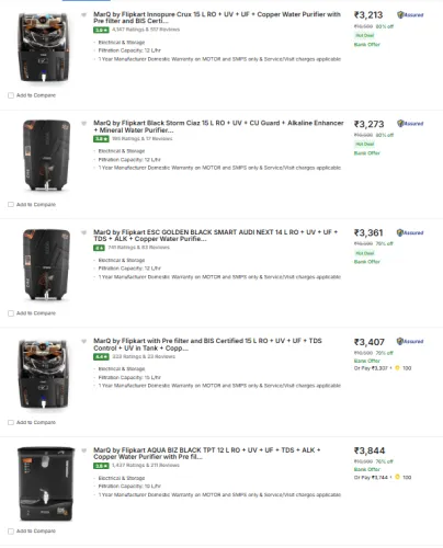Image of Marq By Flipkart Water Purifiers starting @ ₹3213