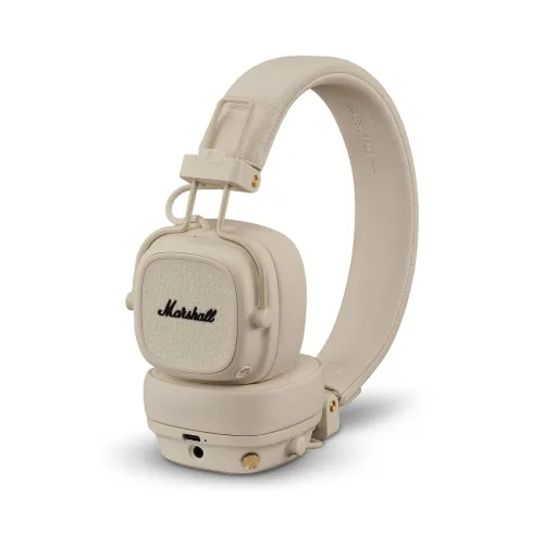 Image of Marshall Major V Wireless On Ear Headphones, Cream.