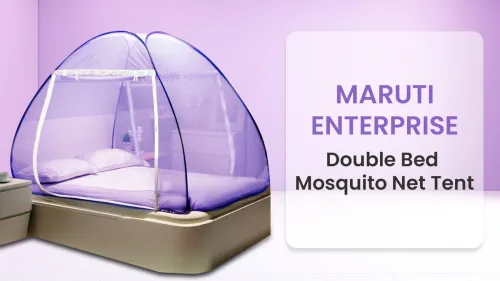 Image of Maruti Enterprise Double Bed - 6x6, 6.5x6.5 ft Foldable Portable Insect Screen Machhardani Polyester Washable Adults Mos