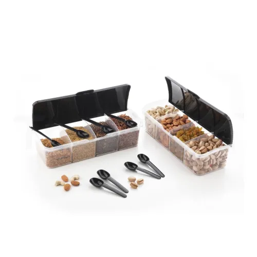 Image of MasalaGhar 4 in 1 Masala Box 1800ml with 4 Spoons (Pack of 2)