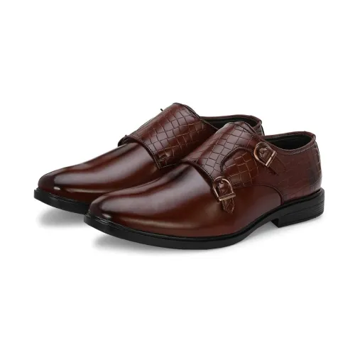 Image of Massari Faux Leather Monk Strap Formal Shoes for Men