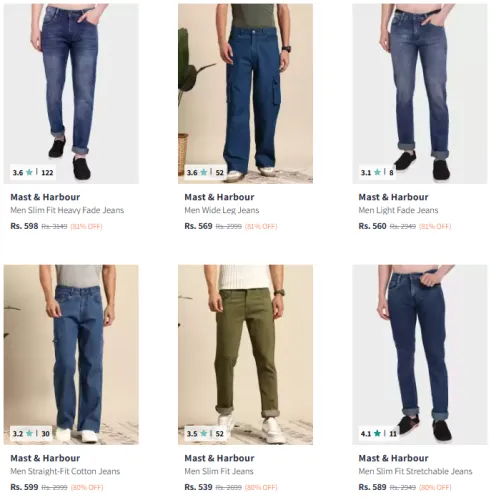 Image of Mast And Harbour Men's Jeans @ Minimum 80% Discount