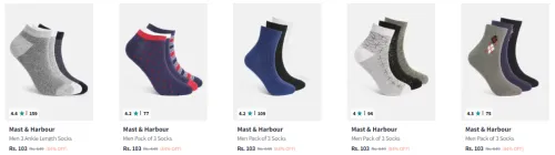 Image of Mast And Harbour Socks Po3 starting @ ₹103