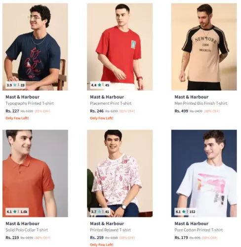 Image of Mast And Harbour T-shirts @ Minimum 80% Discount