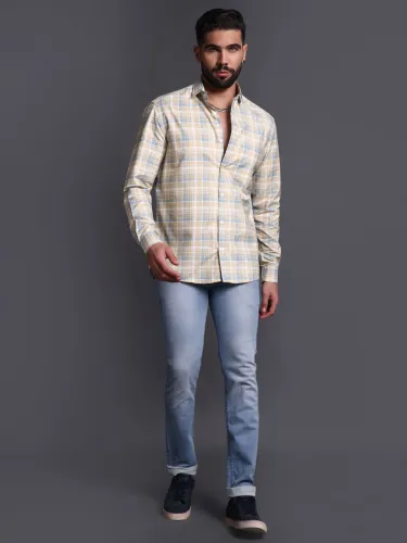 Image of Mast & Harbour Men Standard Checked Regular Fit Shirt