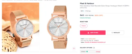 Image of Mast & Harbour Men Stainless Steel Bracelet Style Straps 