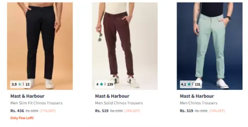 Image of mast harbour men Trouser Minimum 80% Discount