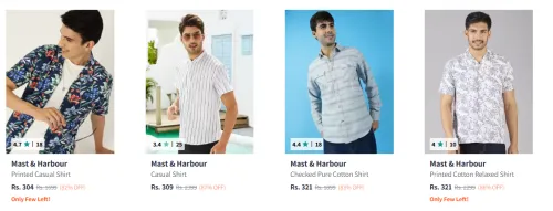 Image of Mast & Harbour Men's Shirts at minimum 80% Discount 