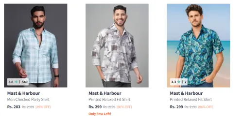 Image of Mast & Harbour Men's Shirts upto 89% Discount