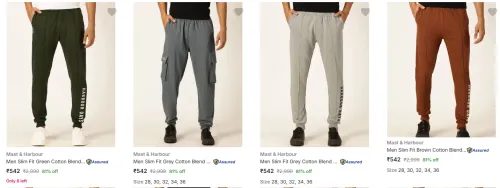 Image of Mast & Harbour Men's Trousers upto 81% Discount