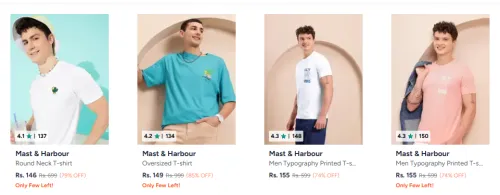 Image of Mast & Harbour Men's T-shirt Starting at ₹146