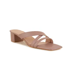 Mast & Harbour Peach Coloured Open Toe Block Heels