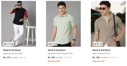 Image of Mast And Harbour Men's Shirts @ Minimum 80% Discount