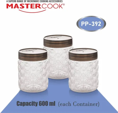 Image of MASTER COOK Plastic Utility Container - 600 ml (Pack of 3, Clear)