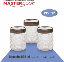 MASTER COOK Plastic Utility Container - 600 ml (Pack of 3, Clear)