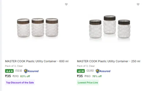 Image of MASTER COOK Plastic Container pack 3 Starting @ ₹35