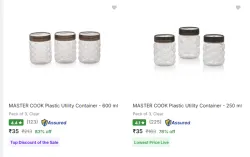 MASTER COOK Plastic Container pack 3 Starting @ ₹35
