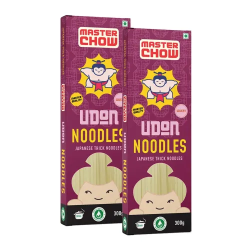 Image of MasterChow Healthy Wheat Udon Noodles - Pack of 2 | 100% Whole Wheat | No Maida, Not Fried | Serves 4-5 Meals | 600gms
