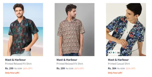Image of Mast & Harbour Men's Casual Shirts upto 86% Discount