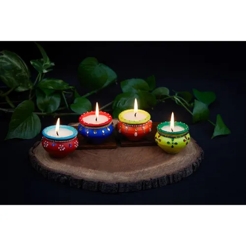 Image of Mati Ke Laal Diwali Diya Set (Pack of 4)