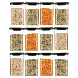 MATIC HOUSEWARE Air Tight Containers Storage Set For Kitchen, Storage Box and Organiser, Kitchen Accessories Items for Home, Pantry Organization, BPA-Free,(Pack Of 6, Black, 1200 ml, Plastic...