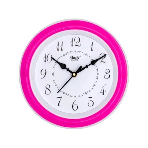 Image of Matiz Analog 30 cm X 30 cm Wall Clock | Brown | with Glass | Standard | 107 Pink