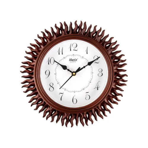 Image of Matiz Analog 30 cm X 30 cm Wall Clock | Brown | with Glass | Standard| 027 Brown Wood
