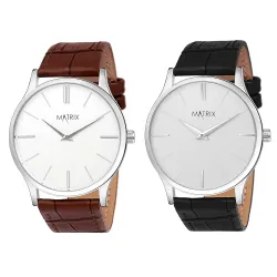 Matrix Duet Signature Cut Glass Analog Wrist Watch (Pack of 2)