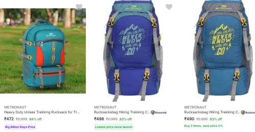 Image of Matsun Rucksacks Starting @ ₹336