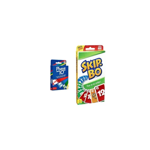 Image of Mattel Games Phase 10 Card Game, Multi Color Skip Bo Card Game