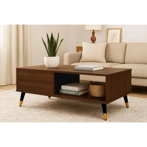 Image of MATTERHORN Noir Coffee Table – Teak Brown