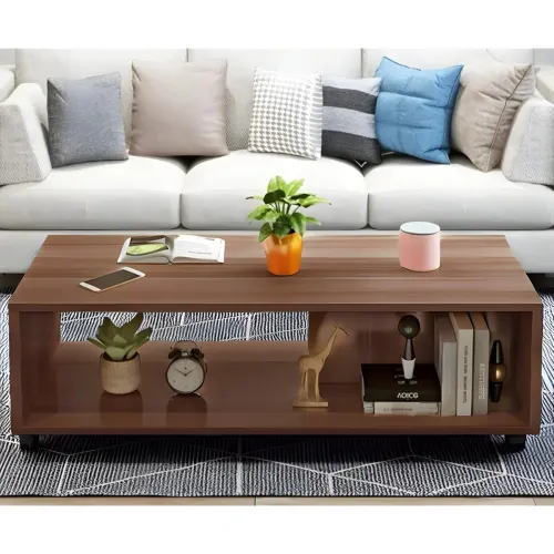 Image of MATTERHORN Wooden Coffee Table and Shelf for Storage 80 x 40 x 40 cm