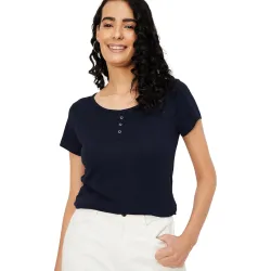 Max Women Cotton Blend Solid Regular Fit T-Shirt