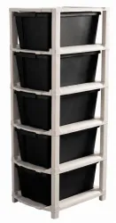 MAXTID 5 Layer Blue Modular Drawer Set for Daily Household Item Organization Storage Box (Black)