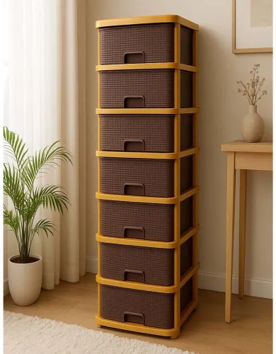 Image of MAXTID 7 Compartments Plastic Cabinet (Brown)
