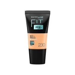 Maybelline New York Liquid Foundation, Matte & Poreless, Full Coverage Blendable Normal to Oily Skin, Fit Me, 230 Natural Buff, 18ml