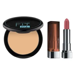 Maybelline New York Matte Lipstick, Intense Colour, 507 Almond Pink, 3.9 G & New York Oli Control Powder For All Skin Ty