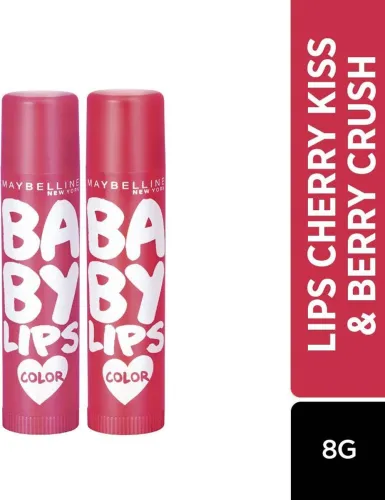 Image of Maybelline New York Baby Lips Tinted Lip Balm Berry Crush/Cherry Kiss 8g Pack of 2