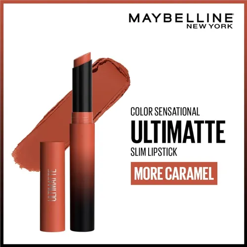 Image of Maybelline New York Color Sensational Ultimatte Lipstick, More Caramel, 1.7g