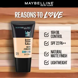 MAYBELLINE NEW YORK Fit Me Matte+Poreless Liquid Tube Foundation (128 Warm Nude, 18 ml)